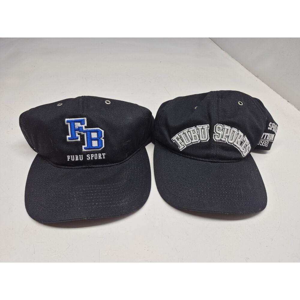 Vintage Fubu Sports Black Hat Lot Of 2 Y2K